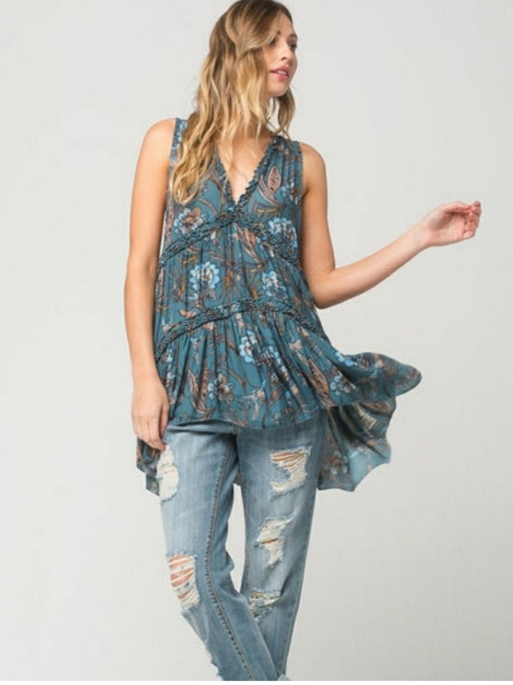 Free People Purple Haze Hummingbird Tiered Tunic